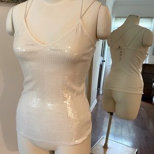 Two sequin tank tops one black one white